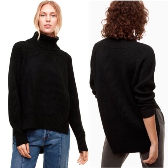 Aritzia Sweaters - Wilfred Free 100% Wool Ribbed Knit Turtlenck High Low Lin Sweater